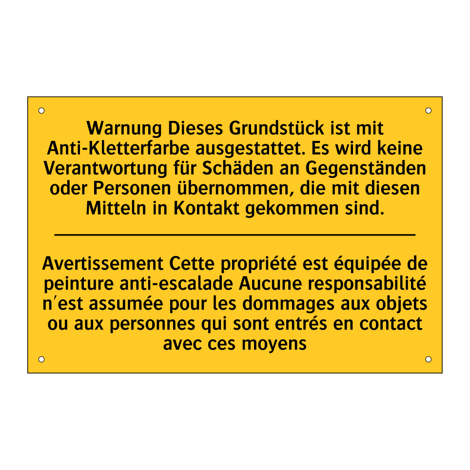 Warnung Dieses Grundstück ist  /.../ - Avertissement Cette propriété  /.../