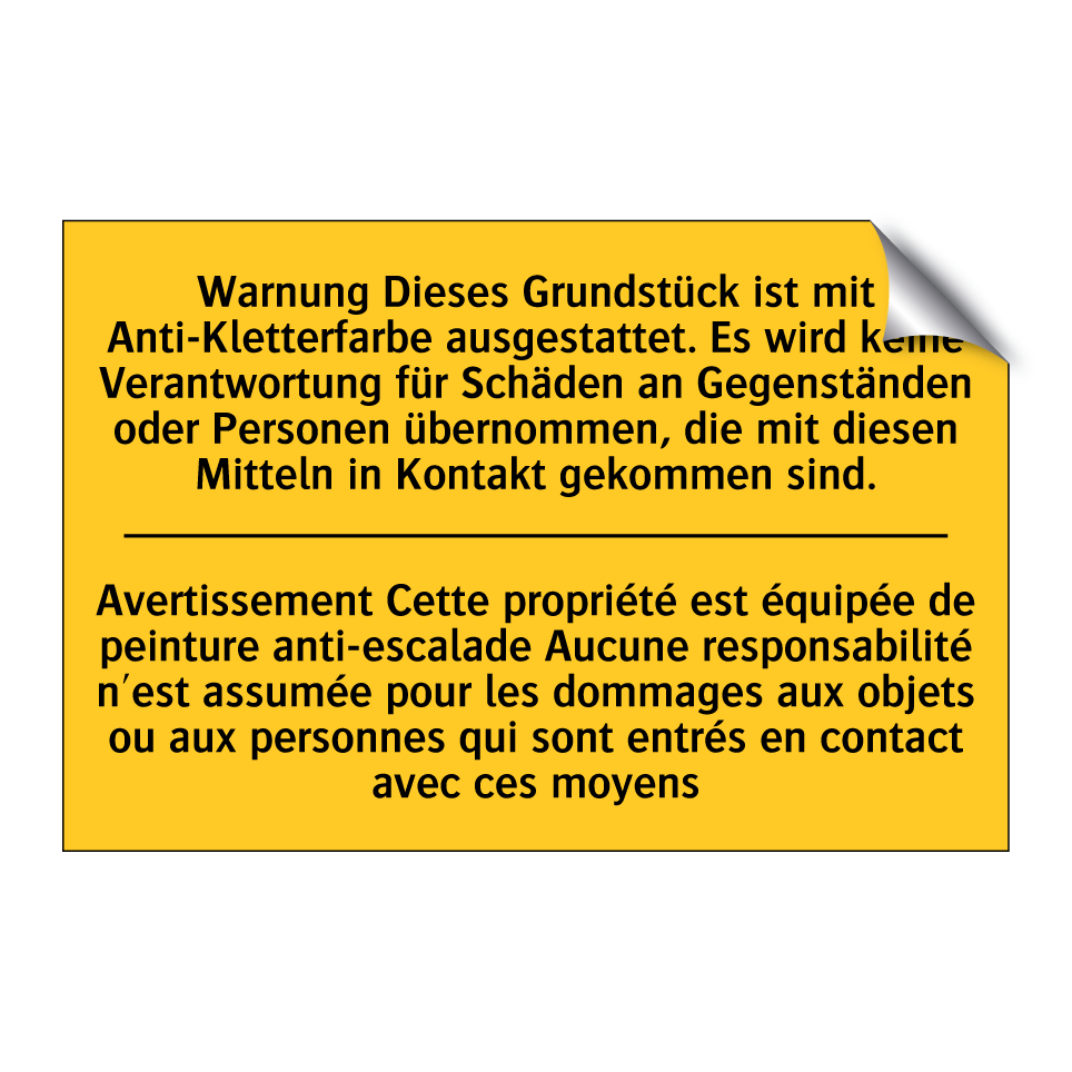 Warnung Dieses Grundstück ist  /.../ - Avertissement Cette propriété  /.../