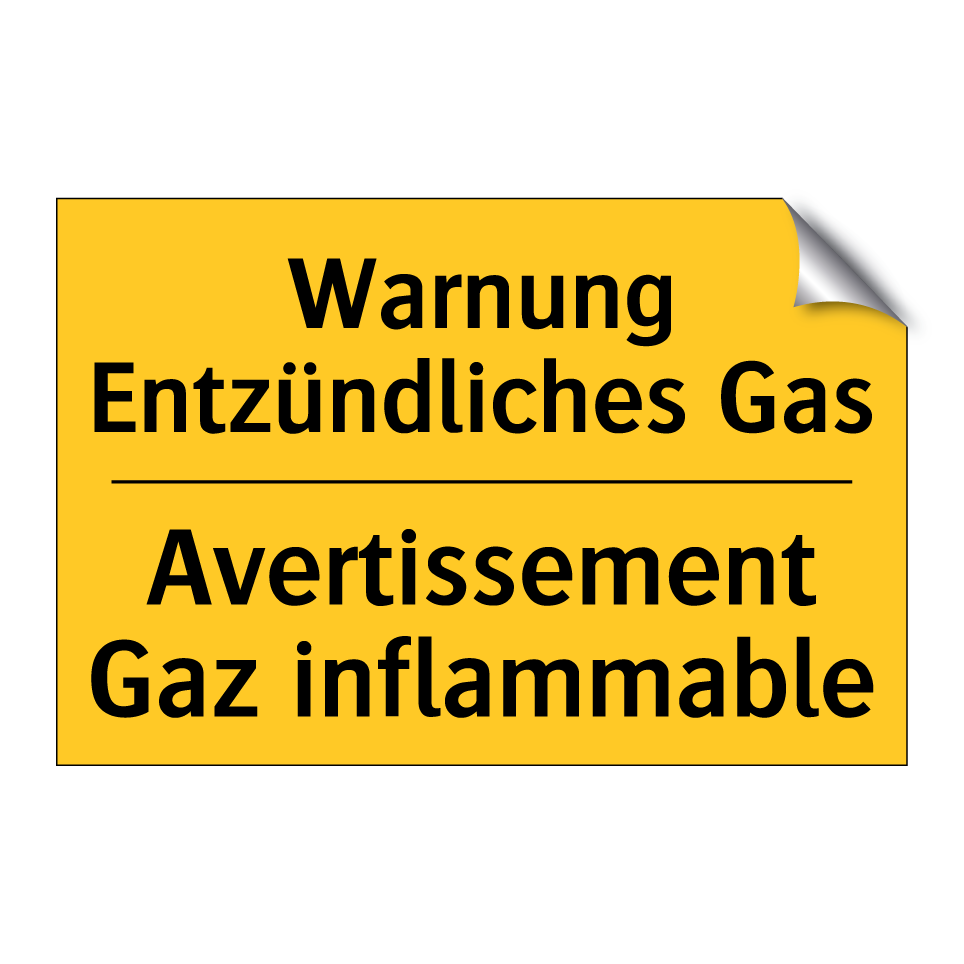 Warnung Entzündliches Gas - Avertissement Gaz inflammable
