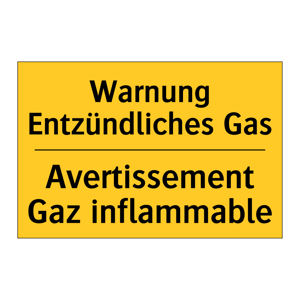 Warnung Entzündliches Gas - Avertissement Gaz inflammable