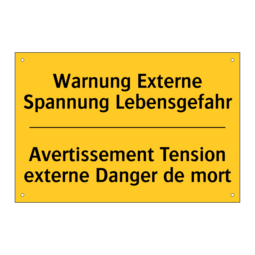 Warnung Externe Spannung Lebensgefahr /.../ - Avertissement Tension externe  /.../