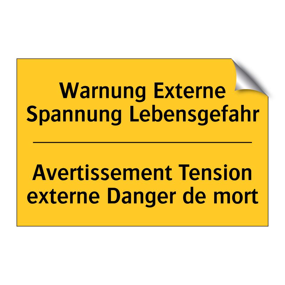 Warnung Externe Spannung Lebensgefahr /.../ - Avertissement Tension externe  /.../