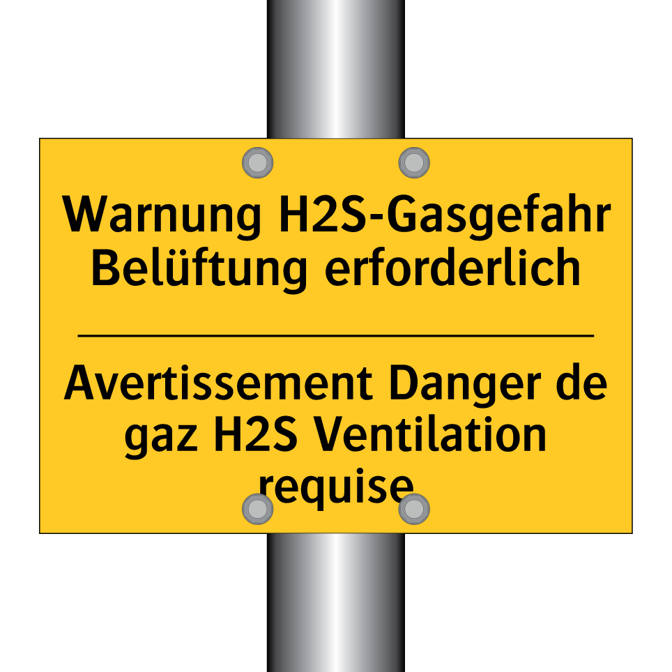 Warnung H2S-Gasgefahr Belüftung  /.../ - Avertissement Danger de gaz H2S  /.../