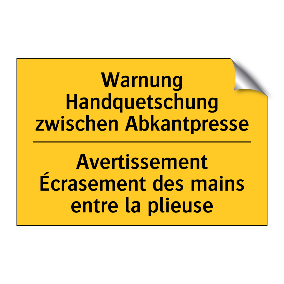 Warnung Handquetschung zwischen  /.../ - Avertissement Écrasement des mains  /.../