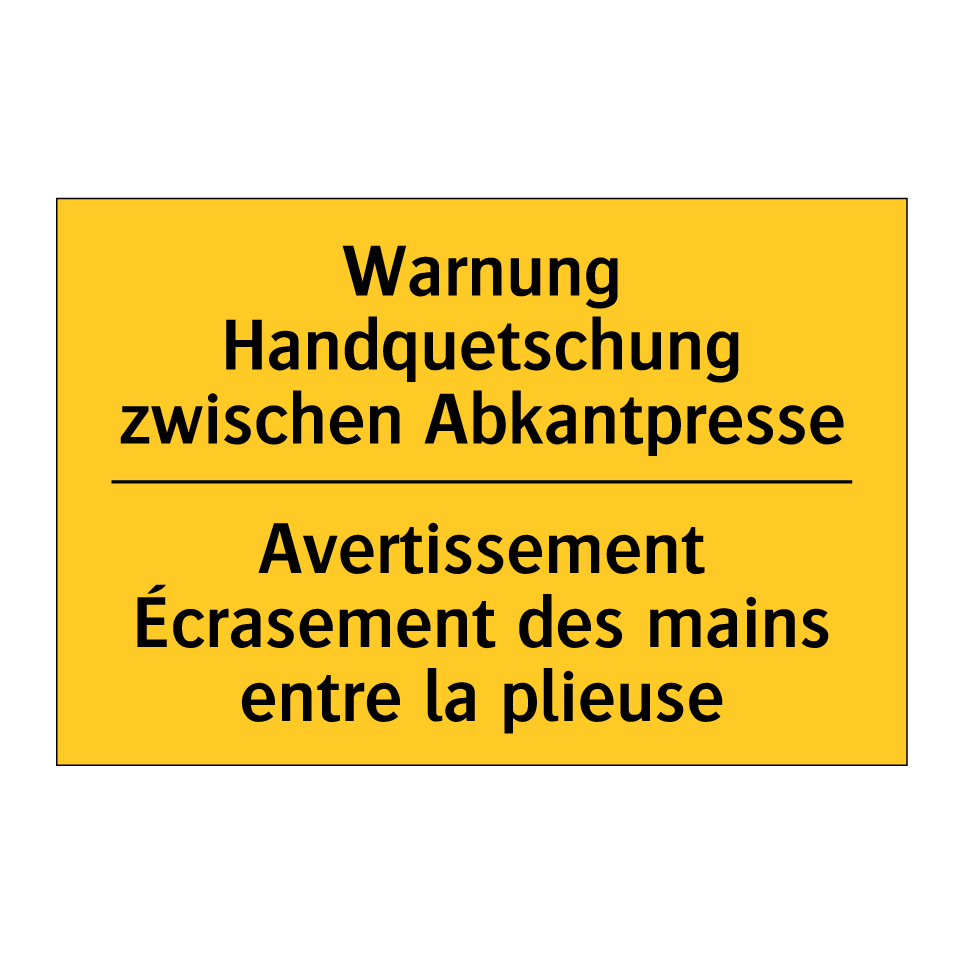 Warnung Handquetschung zwischen  /.../ - Avertissement Écrasement des mains  /.../