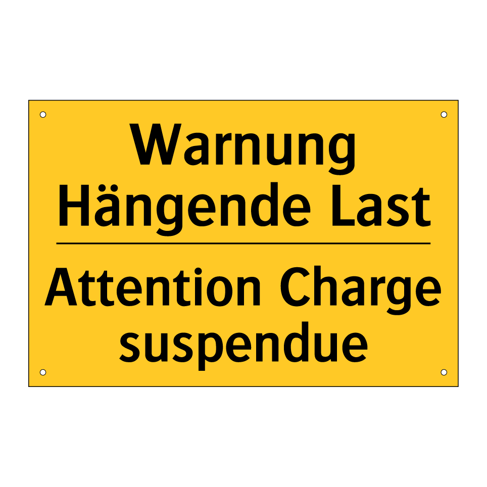 Warnung Hängende Last - Attention Charge suspendue