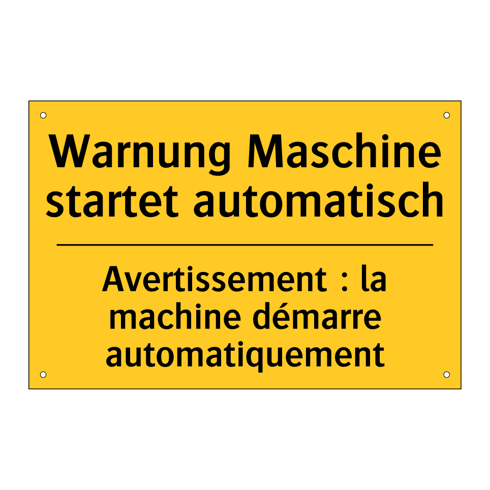 Warnung Maschine startet automatisch /.../ - Avertissement : la machine démarre  /.../