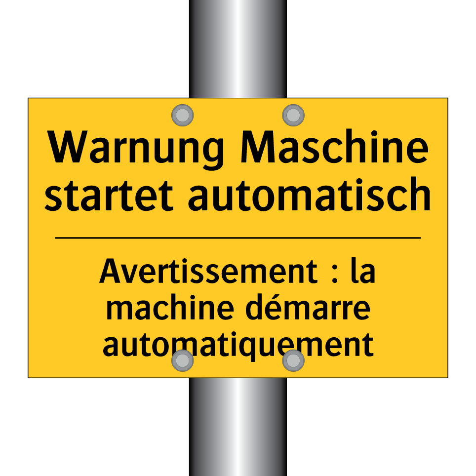 Warnung Maschine startet automatisch /.../ - Avertissement : la machine démarre  /.../