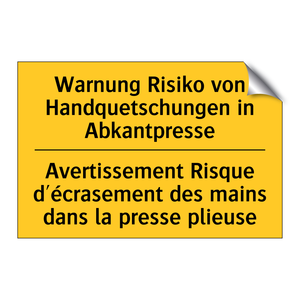 Warnung Risiko von Handquetschungen  /.../ - Avertissement Risque d'écrasement  /.../