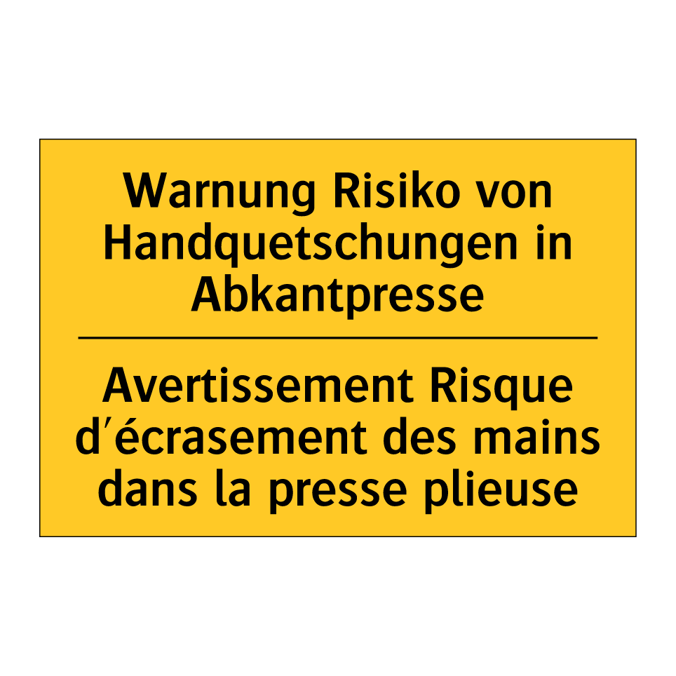 Warnung Risiko von Handquetschungen  /.../ - Avertissement Risque d'écrasement  /.../