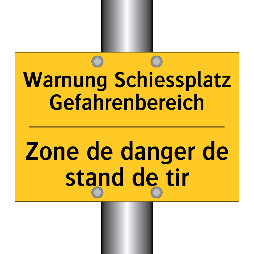 Warnung Schiessplatz Gefahrenbereich /.../ - Zone de danger de stand de tir
