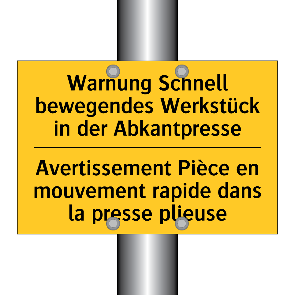Warnung Schnell bewegendes Werkstück  /.../ - Avertissement Pièce en mouvement  /.../