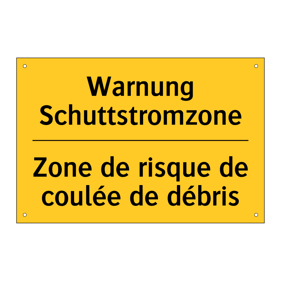 Warnung Schuttstromzone - Zone de risque de coulée de débris /.../