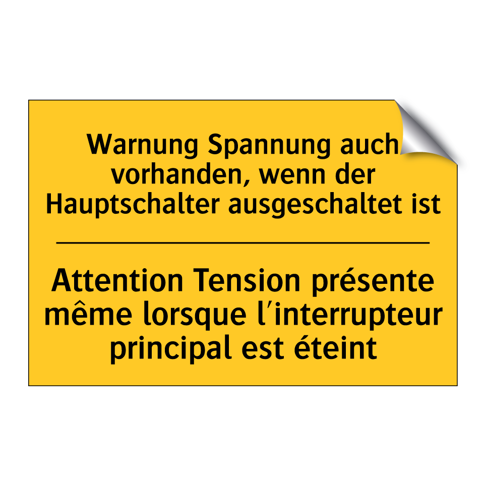 Warnung Spannung auch vorhanden,  /.../ - Attention Tension présente même  /.../