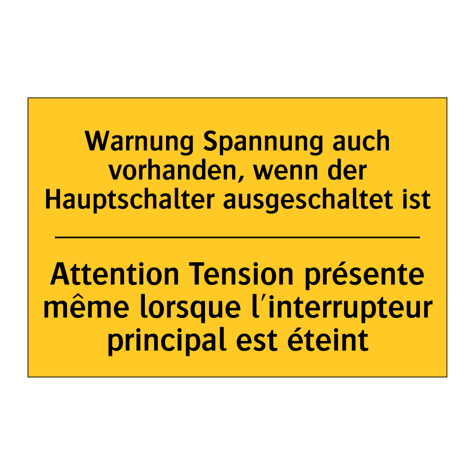 Warnung Spannung auch vorhanden,  /.../ - Attention Tension présente même  /.../