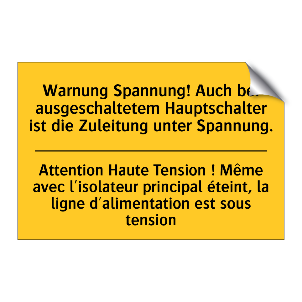 Warnung Spannung! Auch bei ausgeschaltetem  /.../ - Attention Haute Tension ! Même  /.../