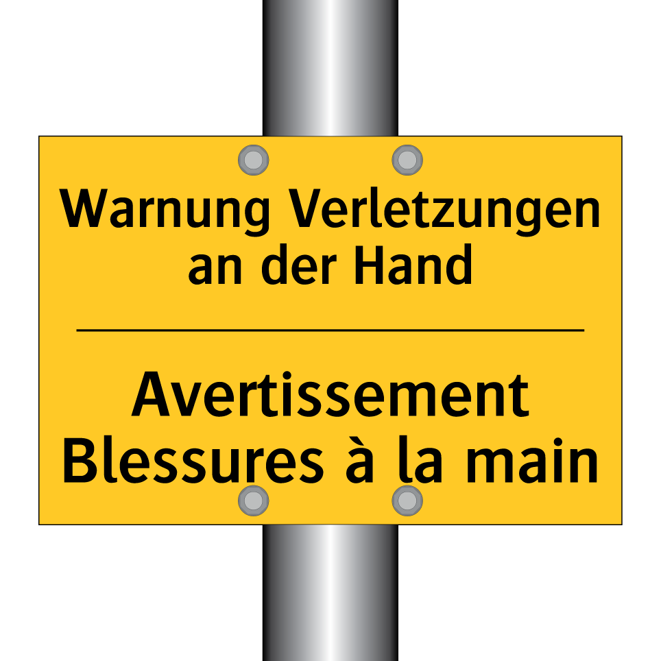Warnung Verletzungen an der Hand /.../ - Avertissement Blessures à la main /.../