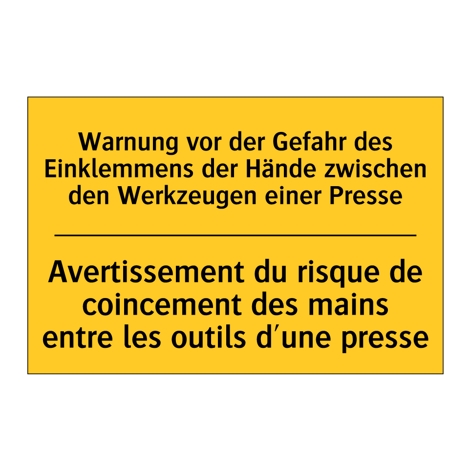 Warnung vor der Gefahr des Einklemmens  /.../ - Avertissement du risque de coincement  /.../