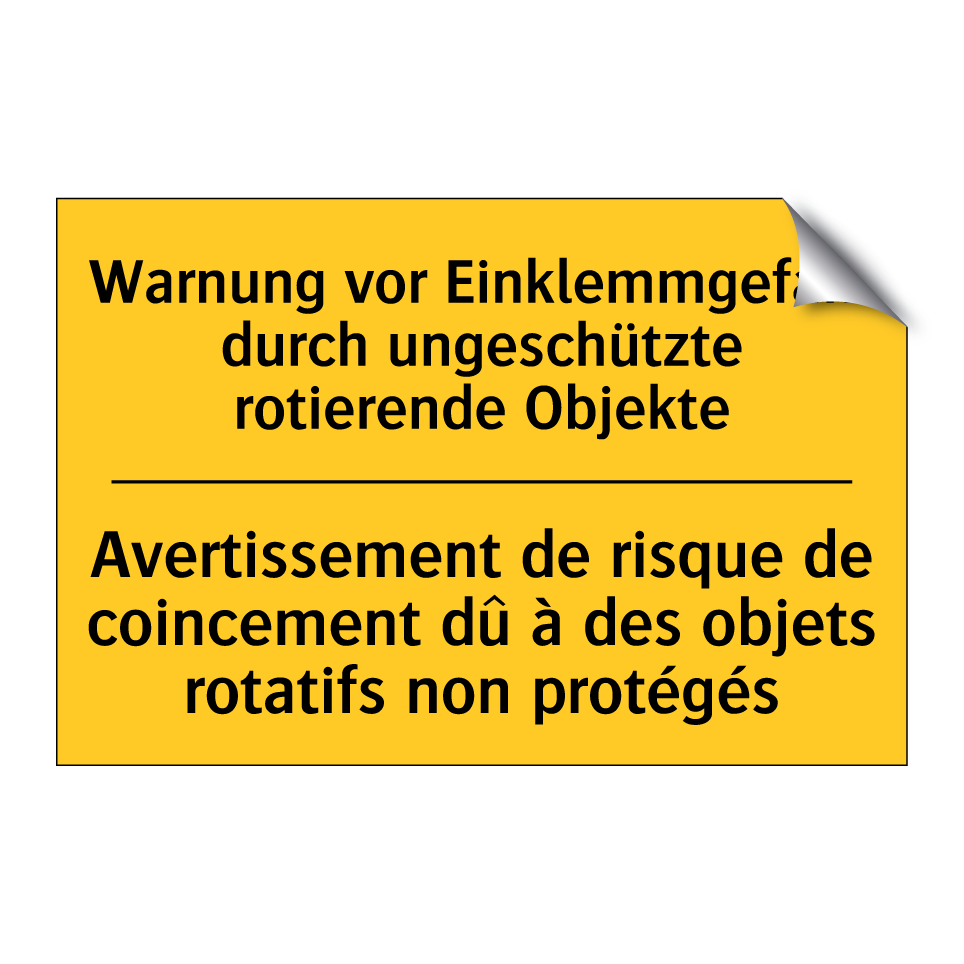 Warnung vor Einklemmgefahr durch  /.../ - Avertissement de risque de coincement  /.../