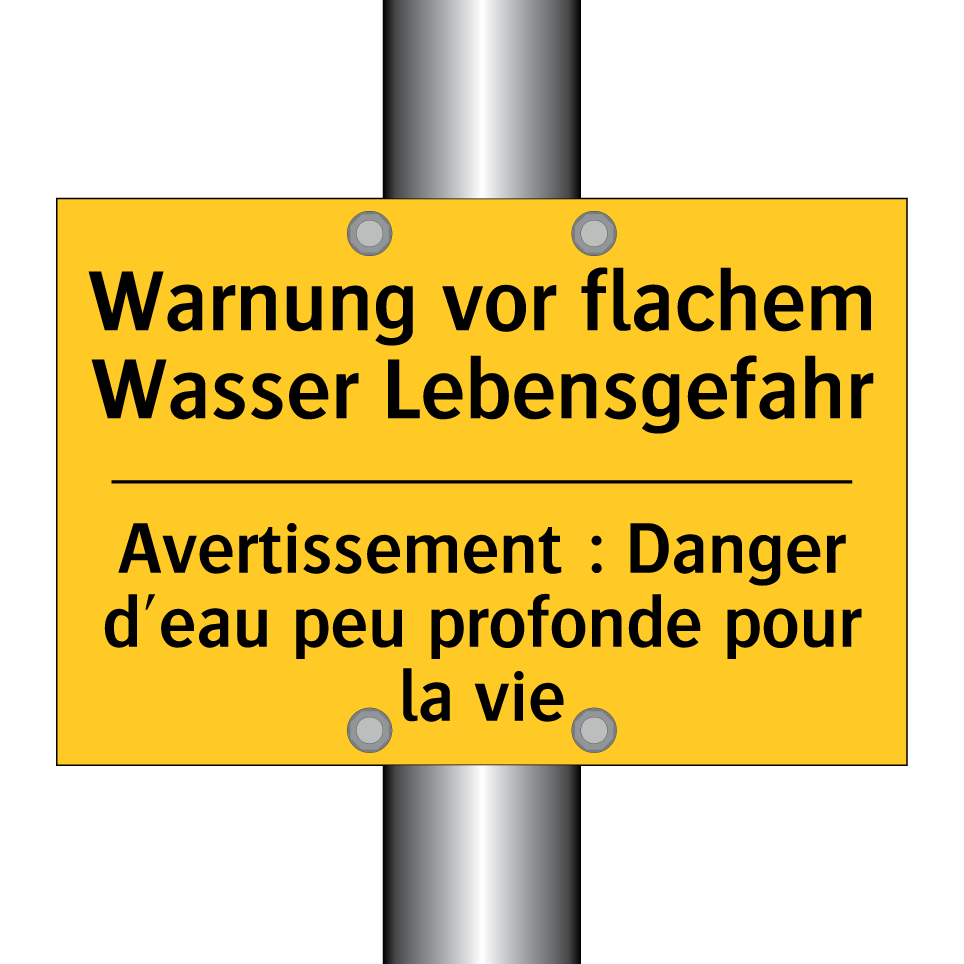 Warnung vor flachem Wasser Lebensgefahr /.../ - Avertissement : Danger d'eau peu  /.../