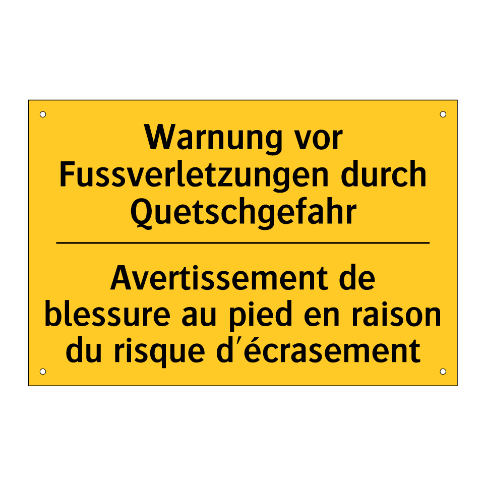 Warnung vor Fussverletzungen durch  /.../ - Avertissement de blessure au pied  /.../
