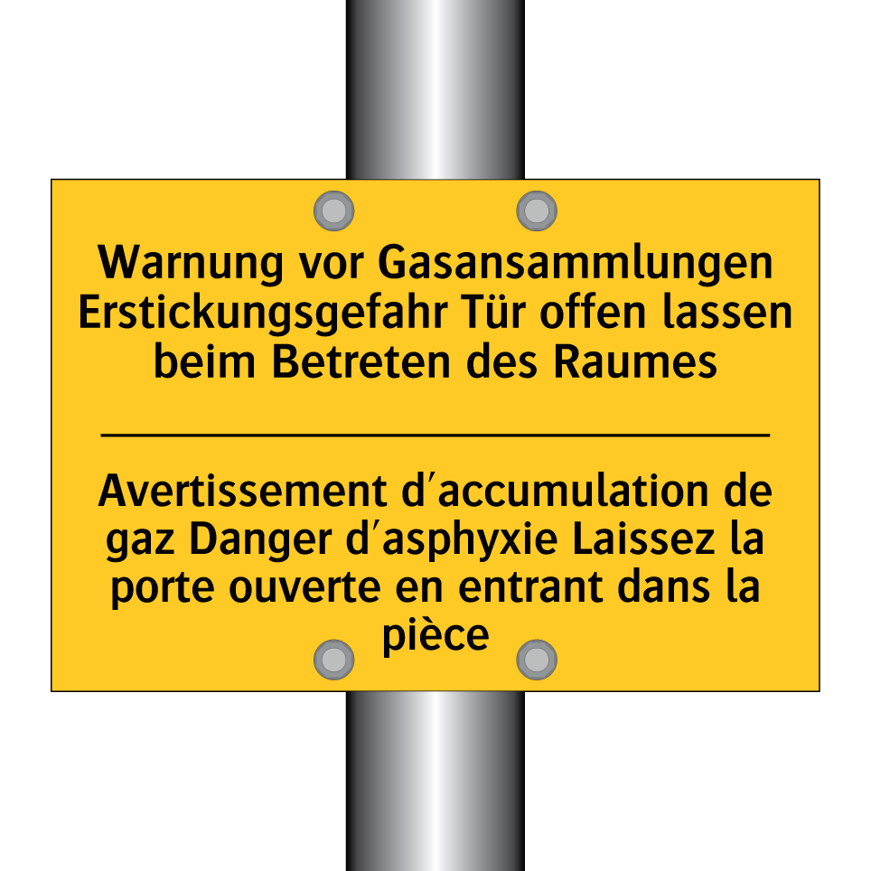 Warnung vor Gasansammlungen Erstickungsgefahr  /.../ - Avertissement d'accumulation de  /.../