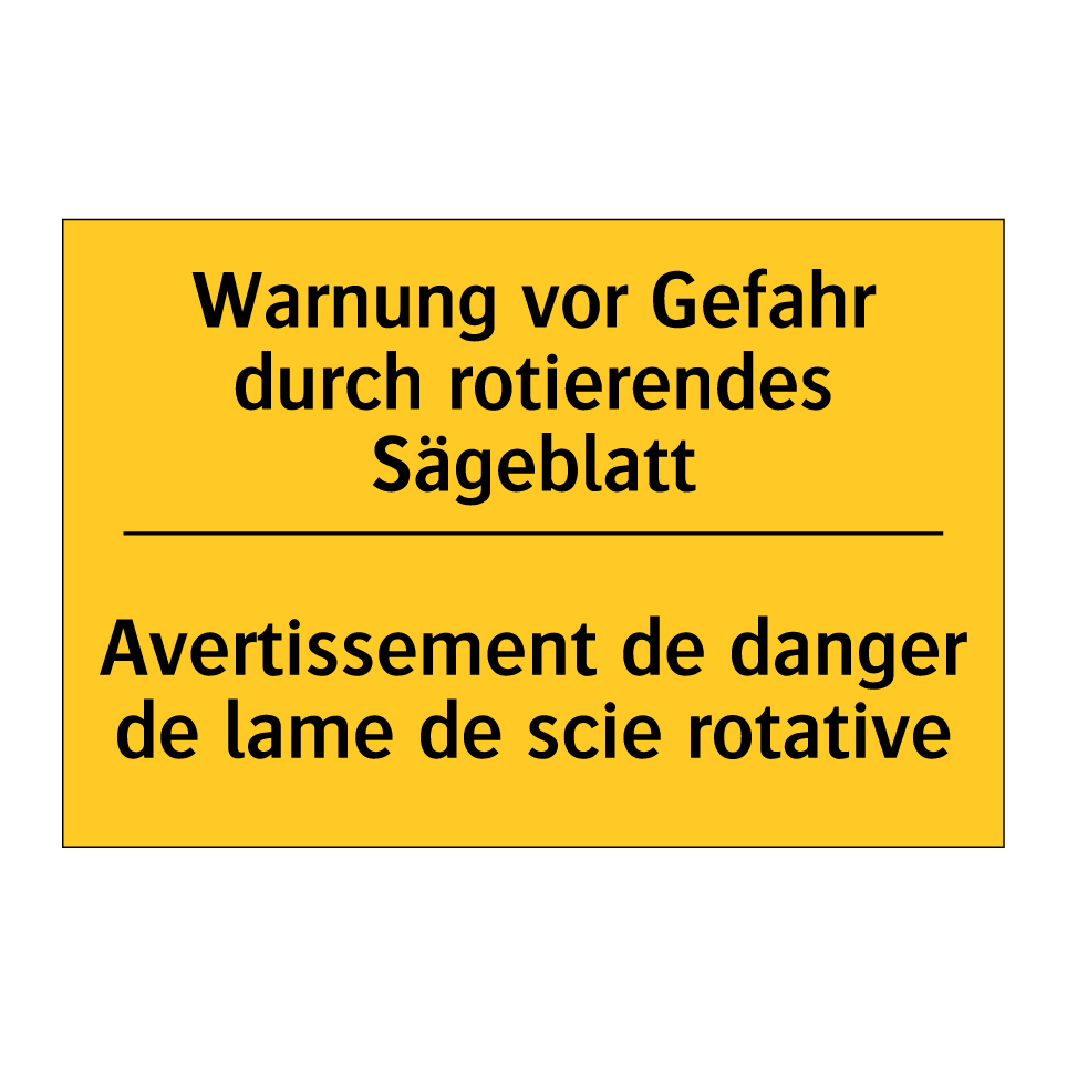 Warnung vor Gefahr durch rotierendes  /.../ - Avertissement de danger de lame  /.../