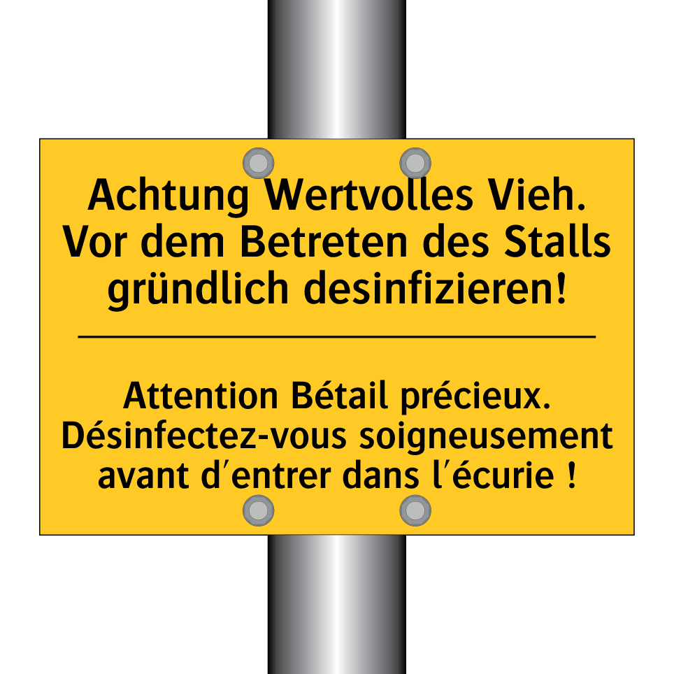 Achtung Wertvolles Vieh. Vor dem  /.../ - Attention Bétail précieux. Désinfectez-vous  /.../