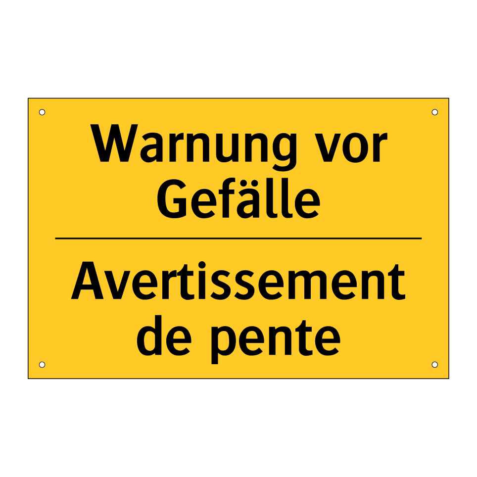 Warnung vor Gefälle - Avertissement de pente