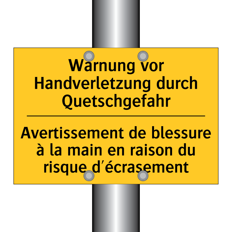 Warnung vor Handverletzung durch  /.../ - Avertissement de blessure à la  /.../
