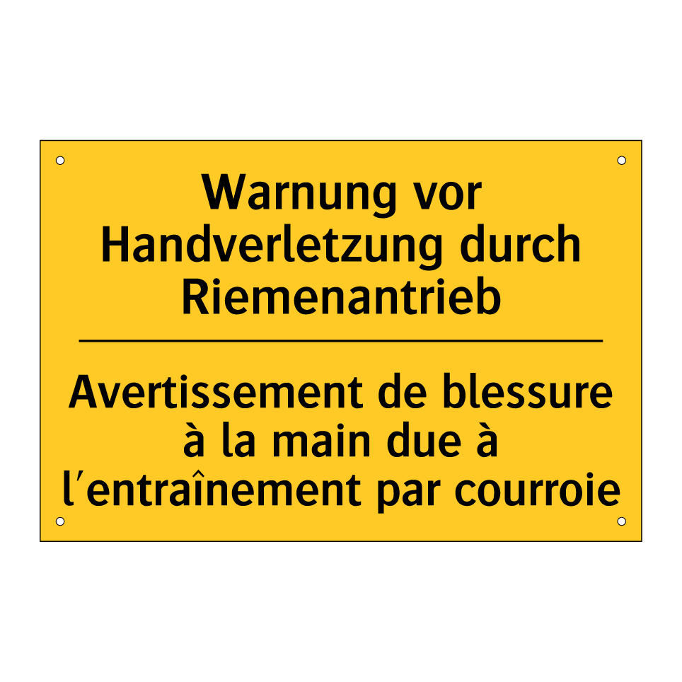 Warnung vor Handverletzung durch  /.../ - Avertissement de blessure à la  /.../