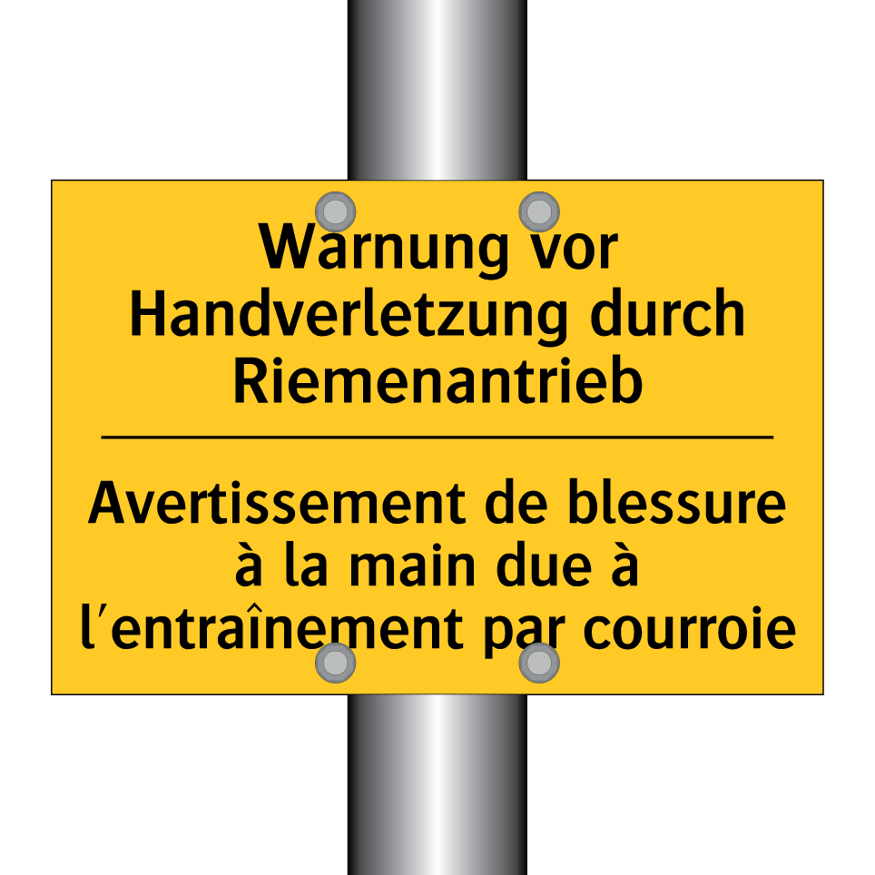 Warnung vor Handverletzung durch  /.../ - Avertissement de blessure à la  /.../