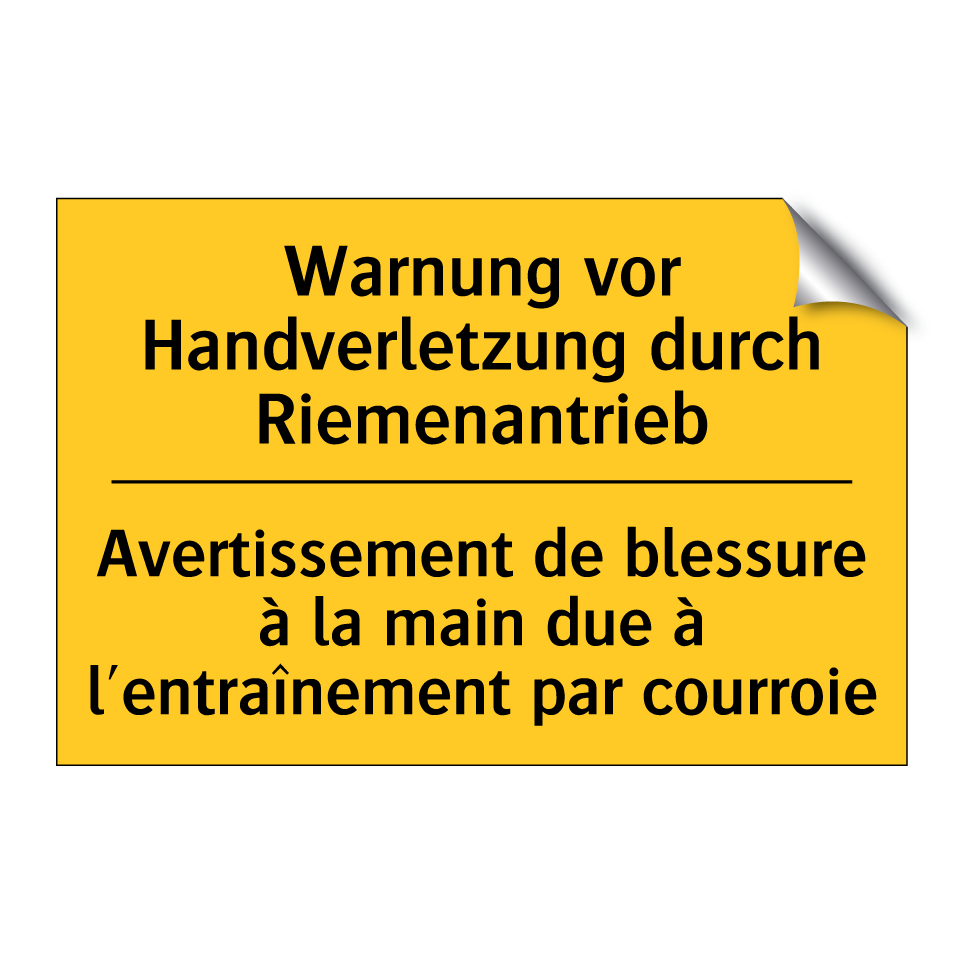 Warnung vor Handverletzung durch  /.../ - Avertissement de blessure à la  /.../