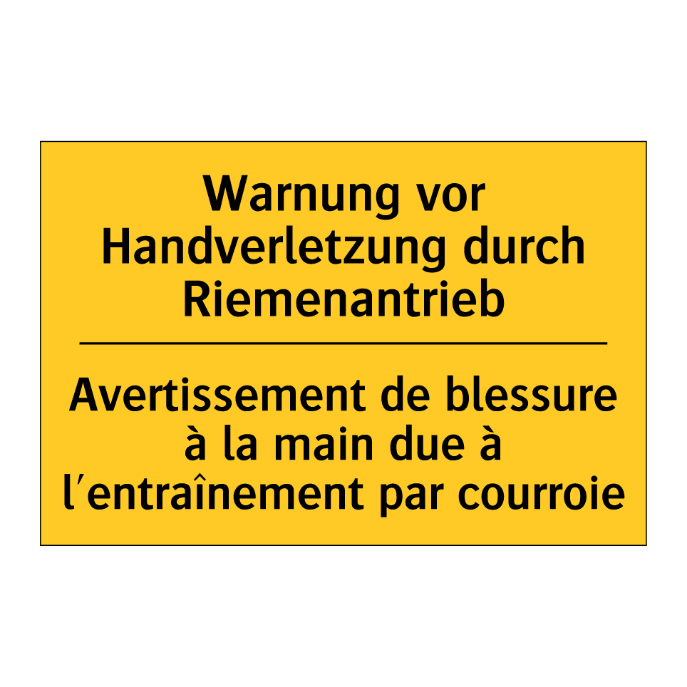 Warnung vor Handverletzung durch  /.../ - Avertissement de blessure à la  /.../