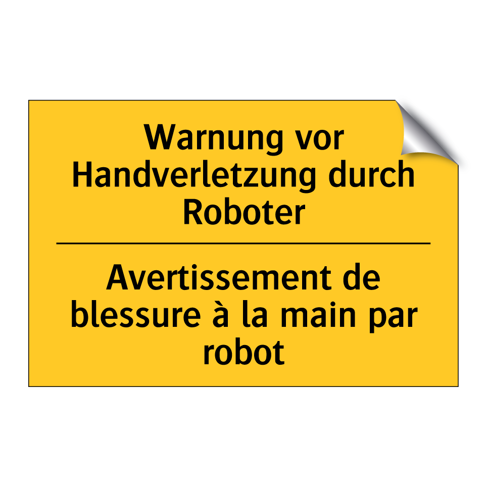 Warnung vor Handverletzung durch  /.../ - Avertissement de blessure à la  /.../