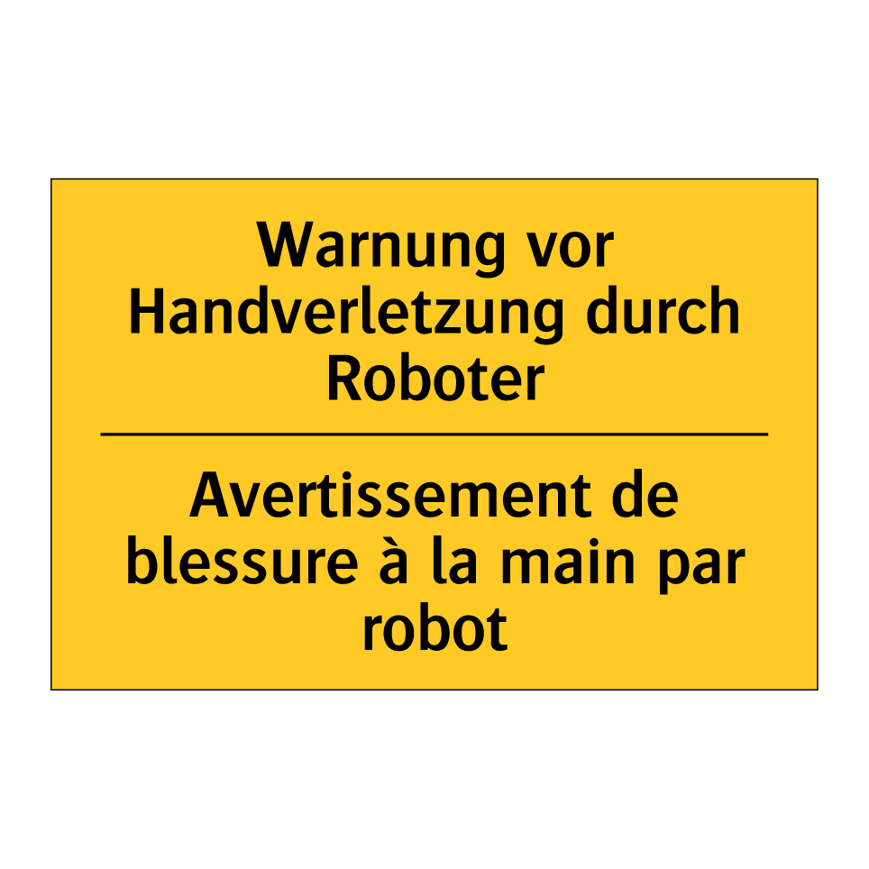 Warnung vor Handverletzung durch  /.../ - Avertissement de blessure à la  /.../