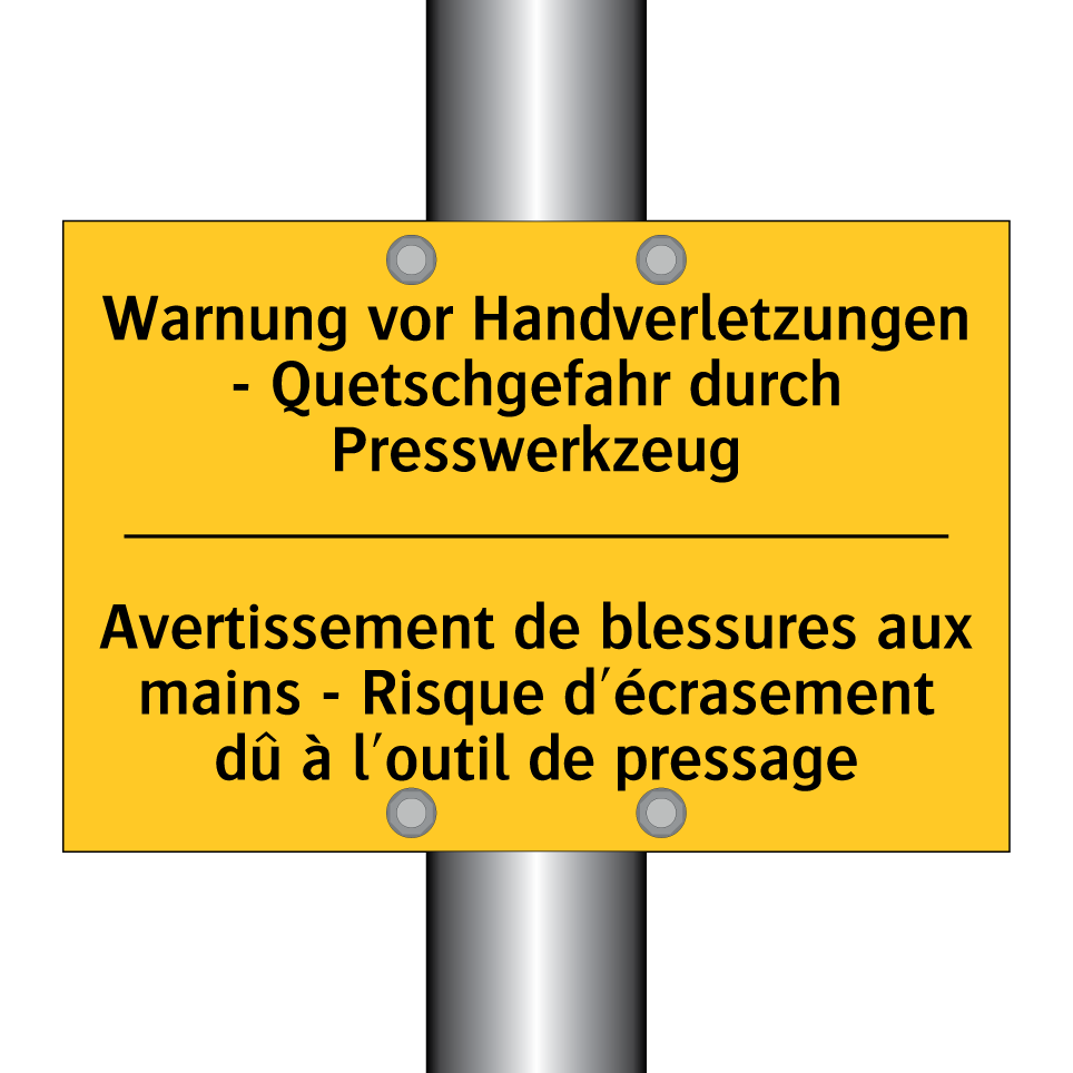 Warnung vor Handverletzungen -  /.../ - Avertissement de blessures aux  /.../