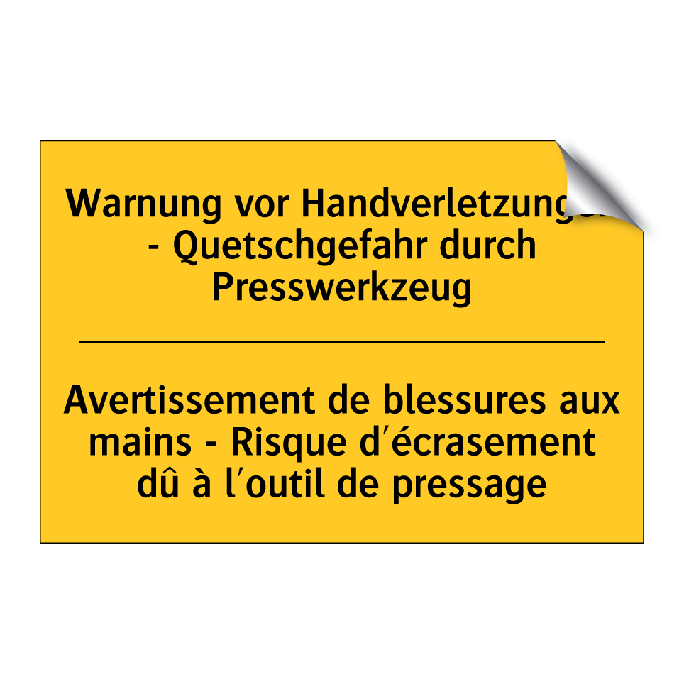 Warnung vor Handverletzungen -  /.../ - Avertissement de blessures aux  /.../