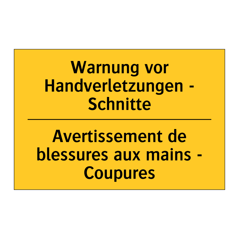 Warnung vor Handverletzungen -  /.../ - Avertissement de blessures aux  /.../