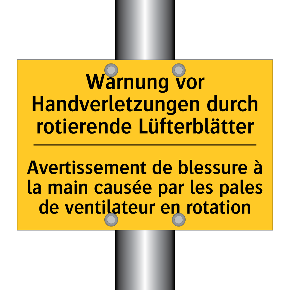 Warnung vor Handverletzungen durch  /.../ - Avertissement de blessure à la  /.../