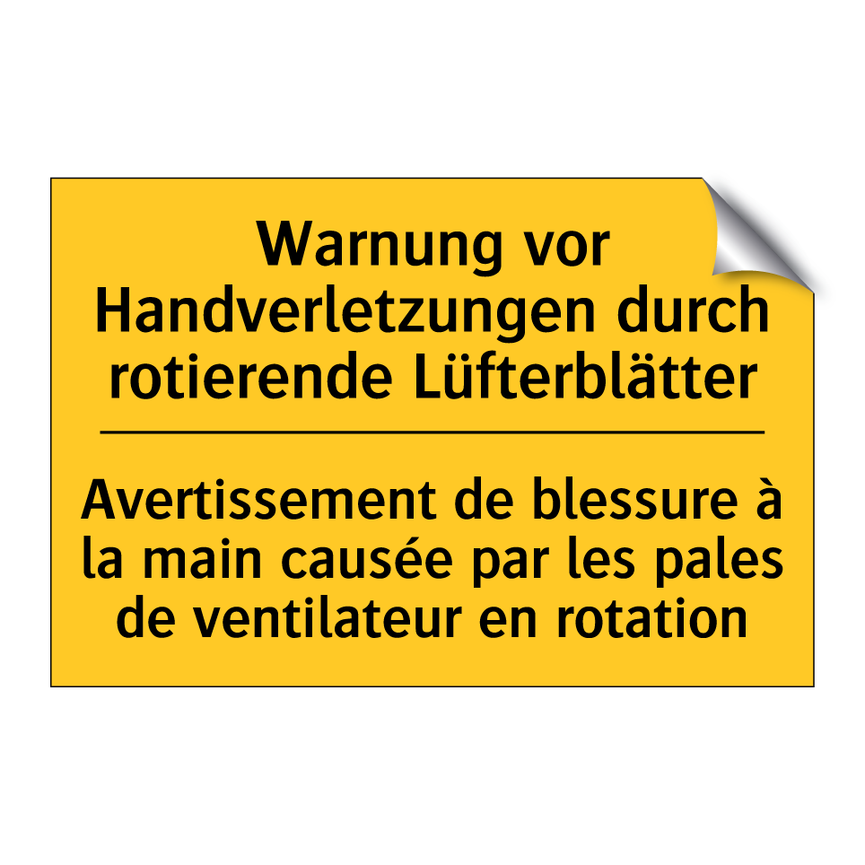 Warnung vor Handverletzungen durch  /.../ - Avertissement de blessure à la  /.../