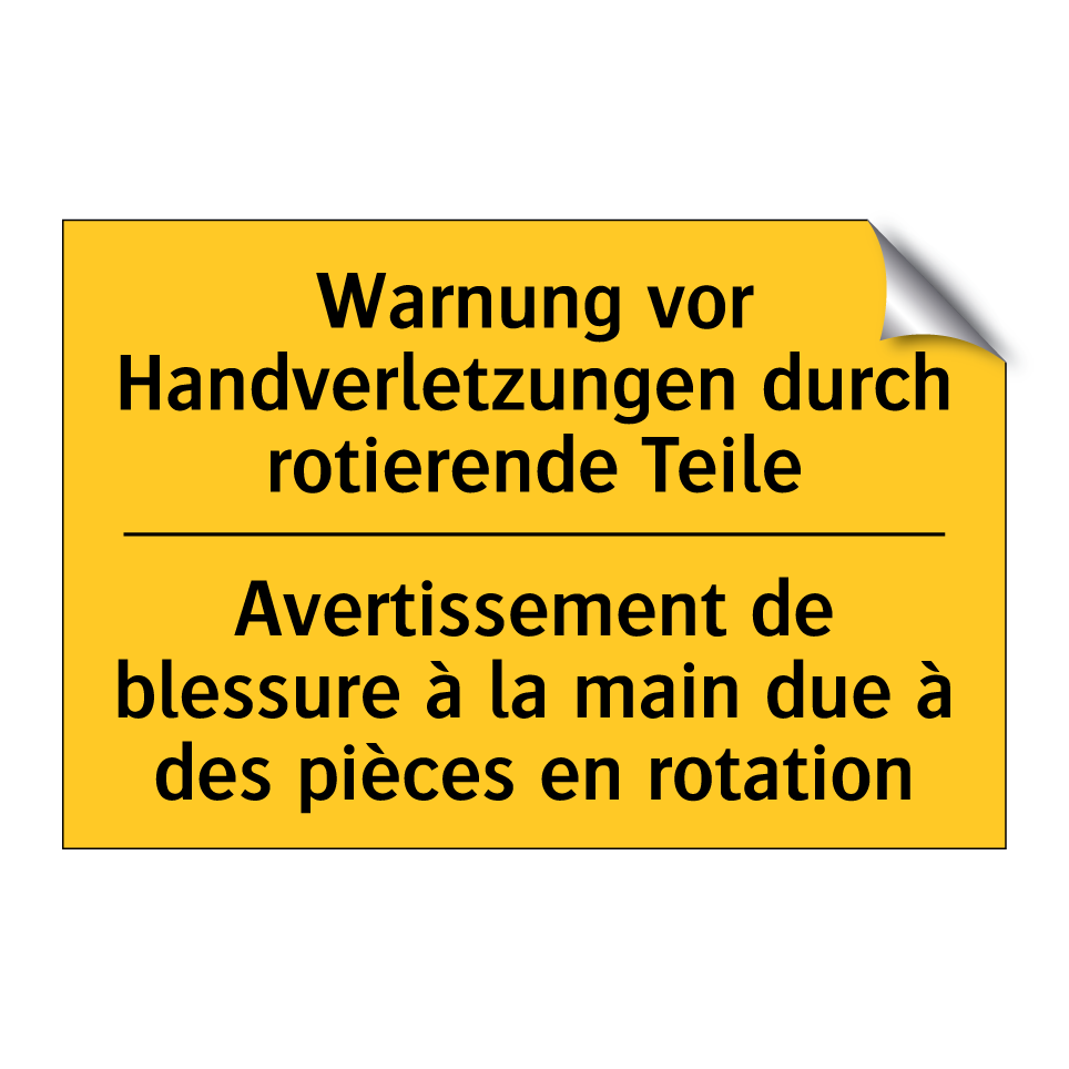 Warnung vor Handverletzungen durch  /.../ - Avertissement de blessure à la  /.../