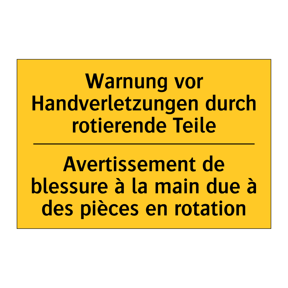 Warnung vor Handverletzungen durch  /.../ - Avertissement de blessure à la  /.../