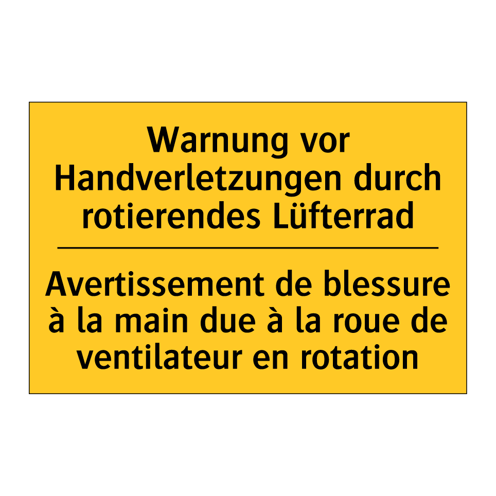 Warnung vor Handverletzungen durch  /.../ - Avertissement de blessure à la  /.../