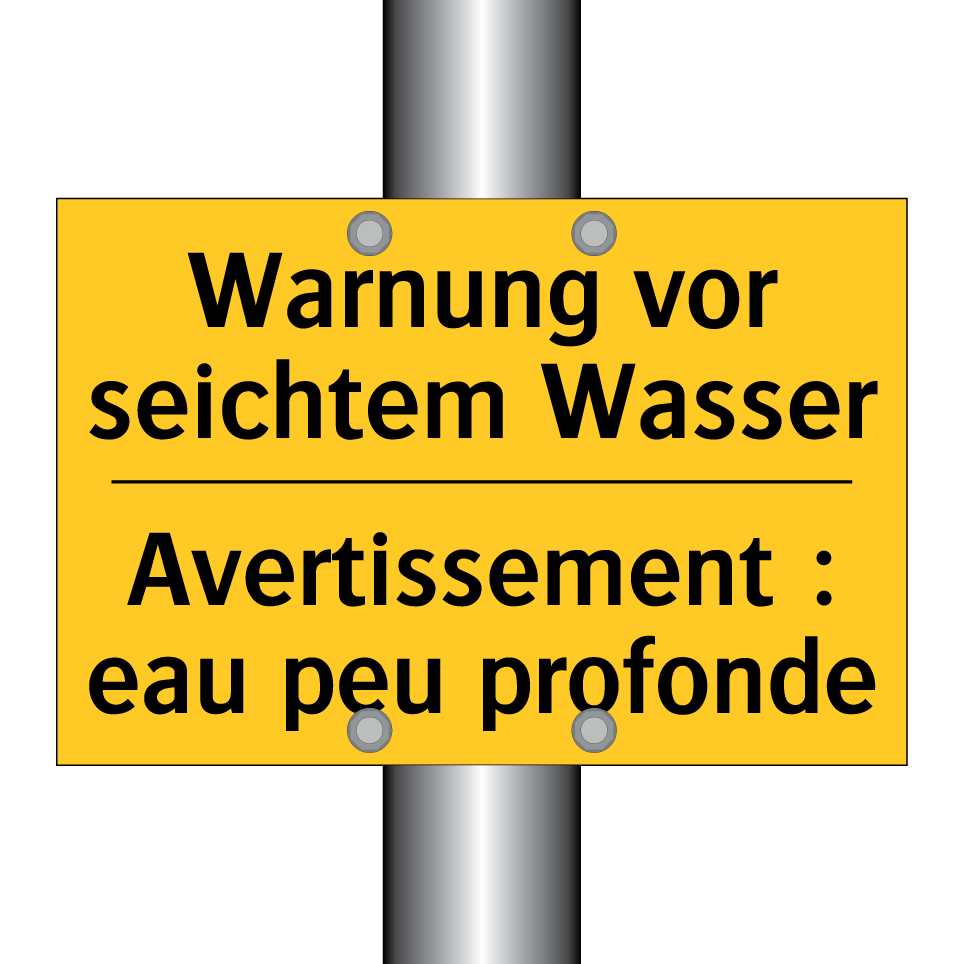 Warnung vor seichtem Wasser - Avertissement : eau peu profonde /.../