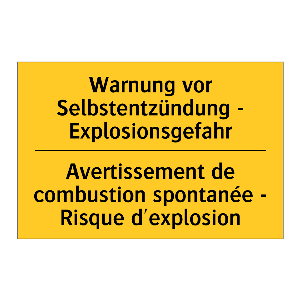 Warnung vor Selbstentzündung -  /.../ - Avertissement de combustion spontanée  /.../