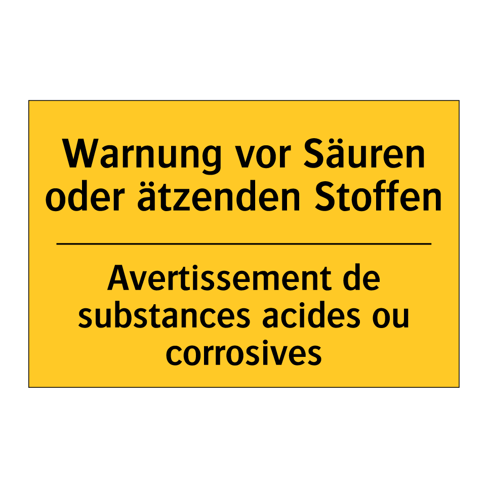 Warnung vor Säuren oder ätzenden  /.../ - Avertissement de substances acides  /.../