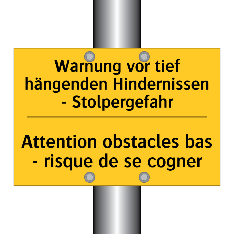 Warnung vor tief hängenden Hindernissen  /.../ - Attention obstacles bas - risque  /.../