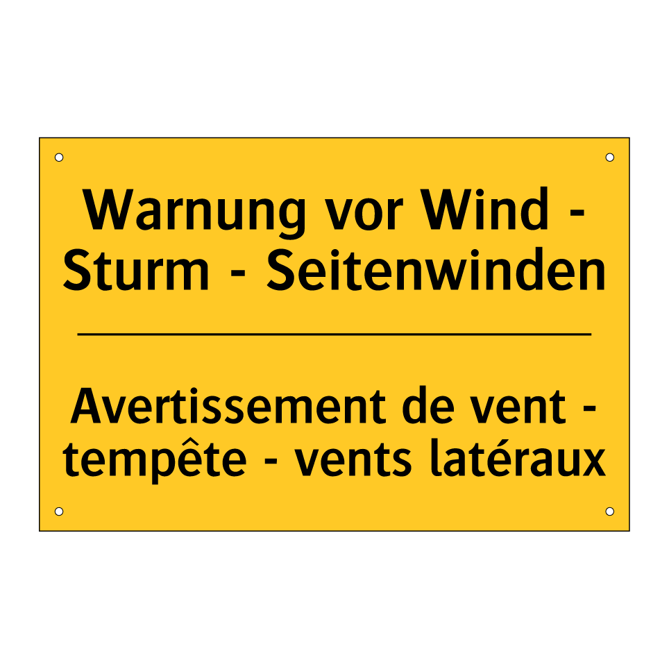 Warnung vor Wind - Sturm - Seitenwinden /.../ - Avertissement de vent - tempête  /.../