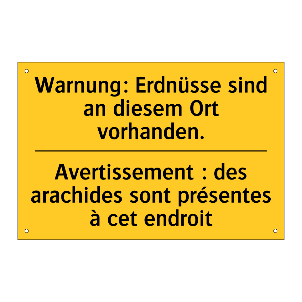 Warnung: Erdnüsse sind an diesem  /.../ - Avertissement : des arachides  /.../